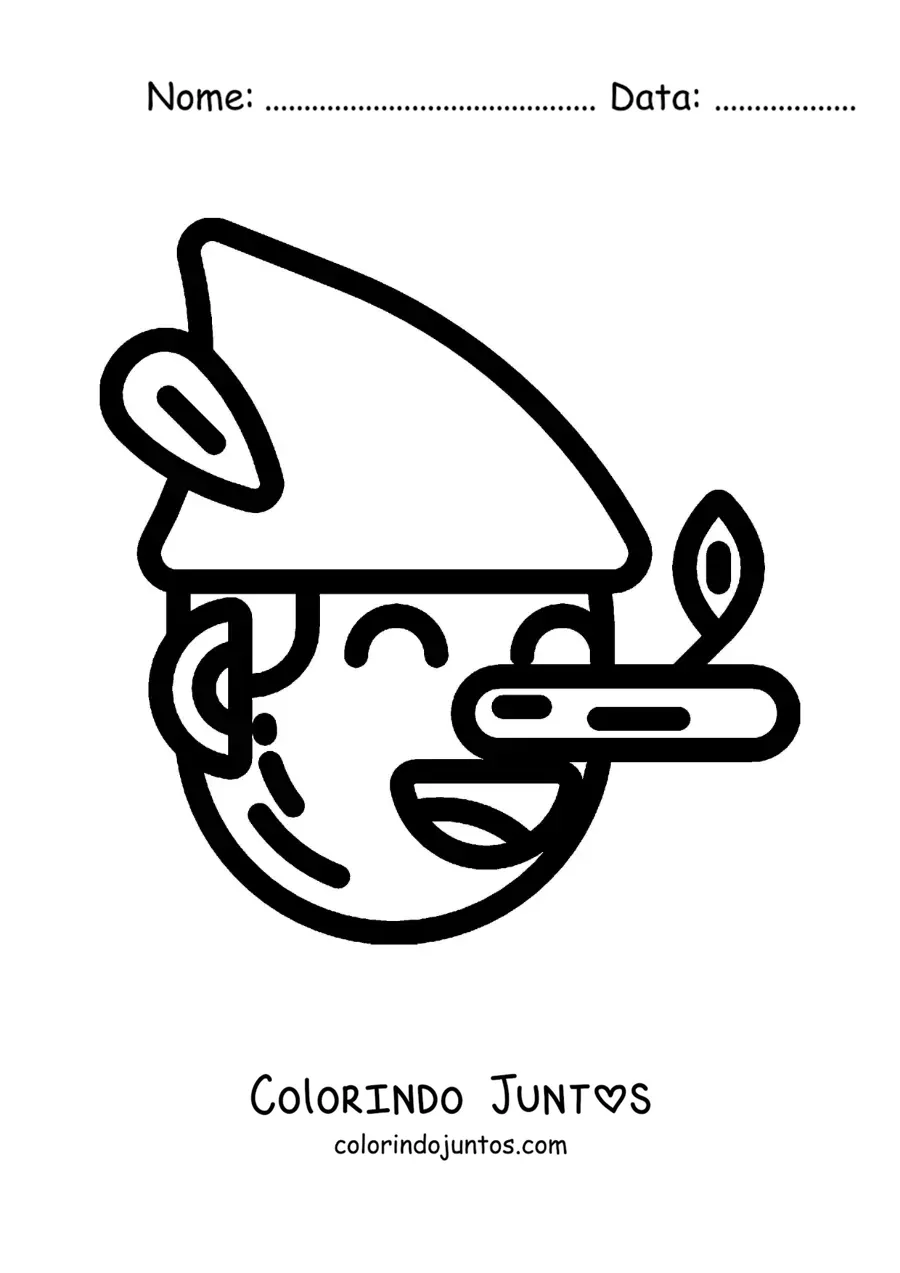 Desenho para colorir do rosto de Pinóquio fácil com o nariz grande