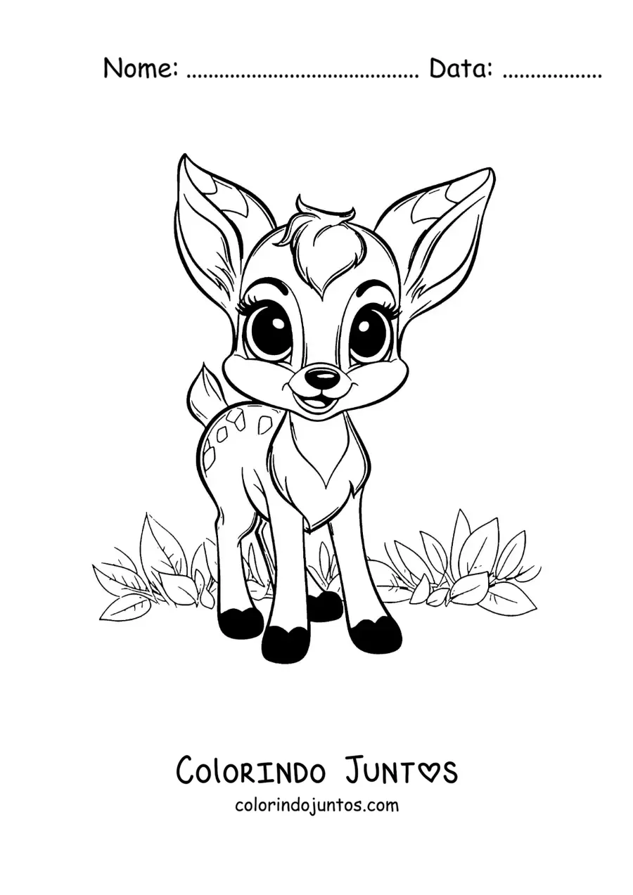 Desenho para colorir de Bambi kawaii animado