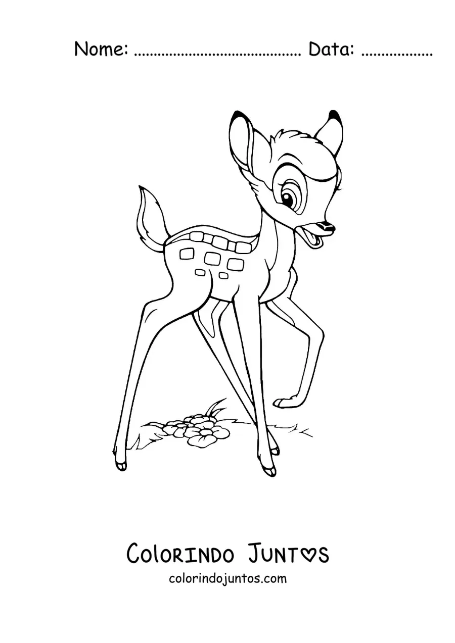 Desenho para colorir de Bambi andando