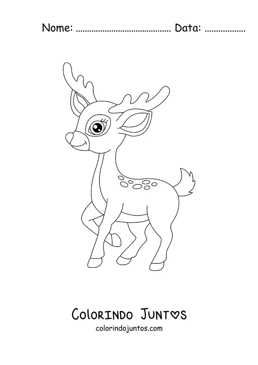 Desenho para colorir de Bambi animado com chifres