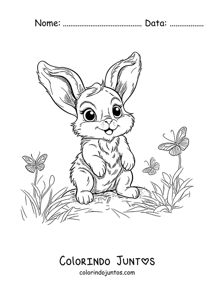Desenho para colorir de Tambor, o coelho kawaii