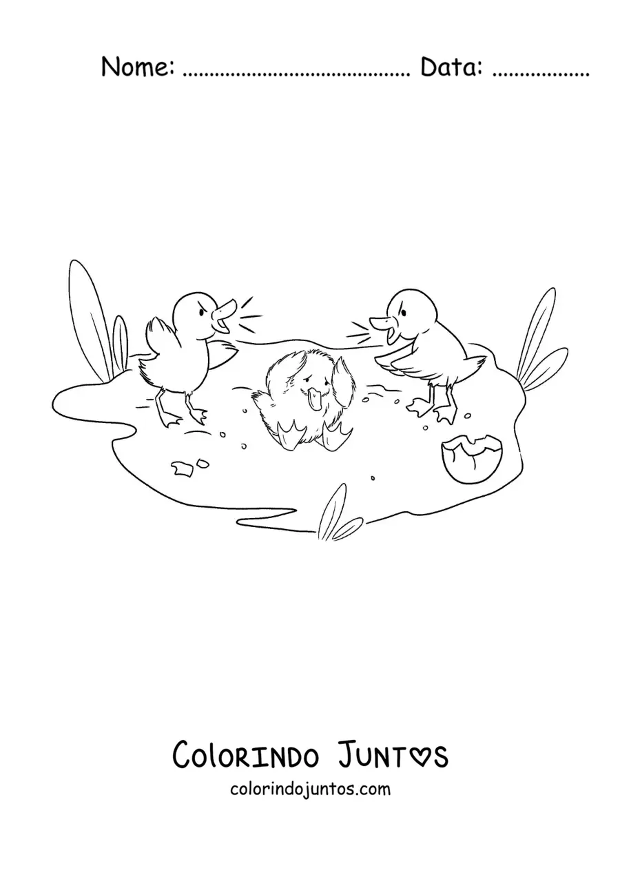 Desenho para colorir do Patinho Feio rejeitado pelos irmãos