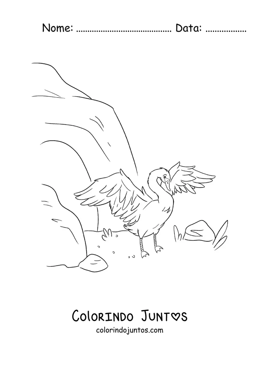 Desenho para colorir do Patinho Feio se transformando em cisne