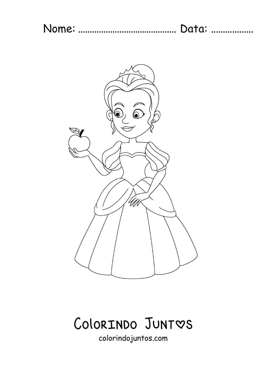 Desenho para colorir da princesa Branca de Neve animada