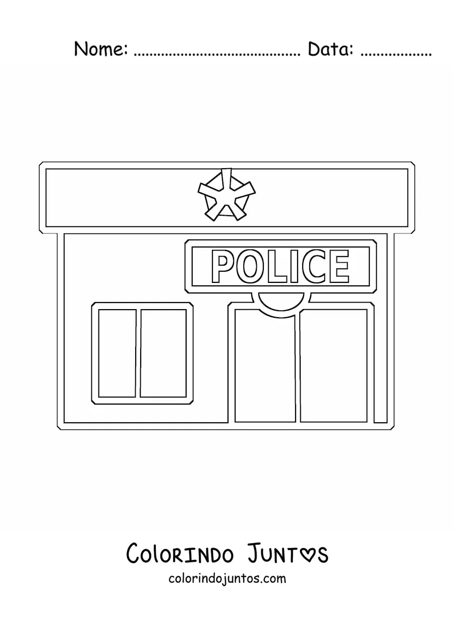 Desenho para colorir de uma delegacia de polícia