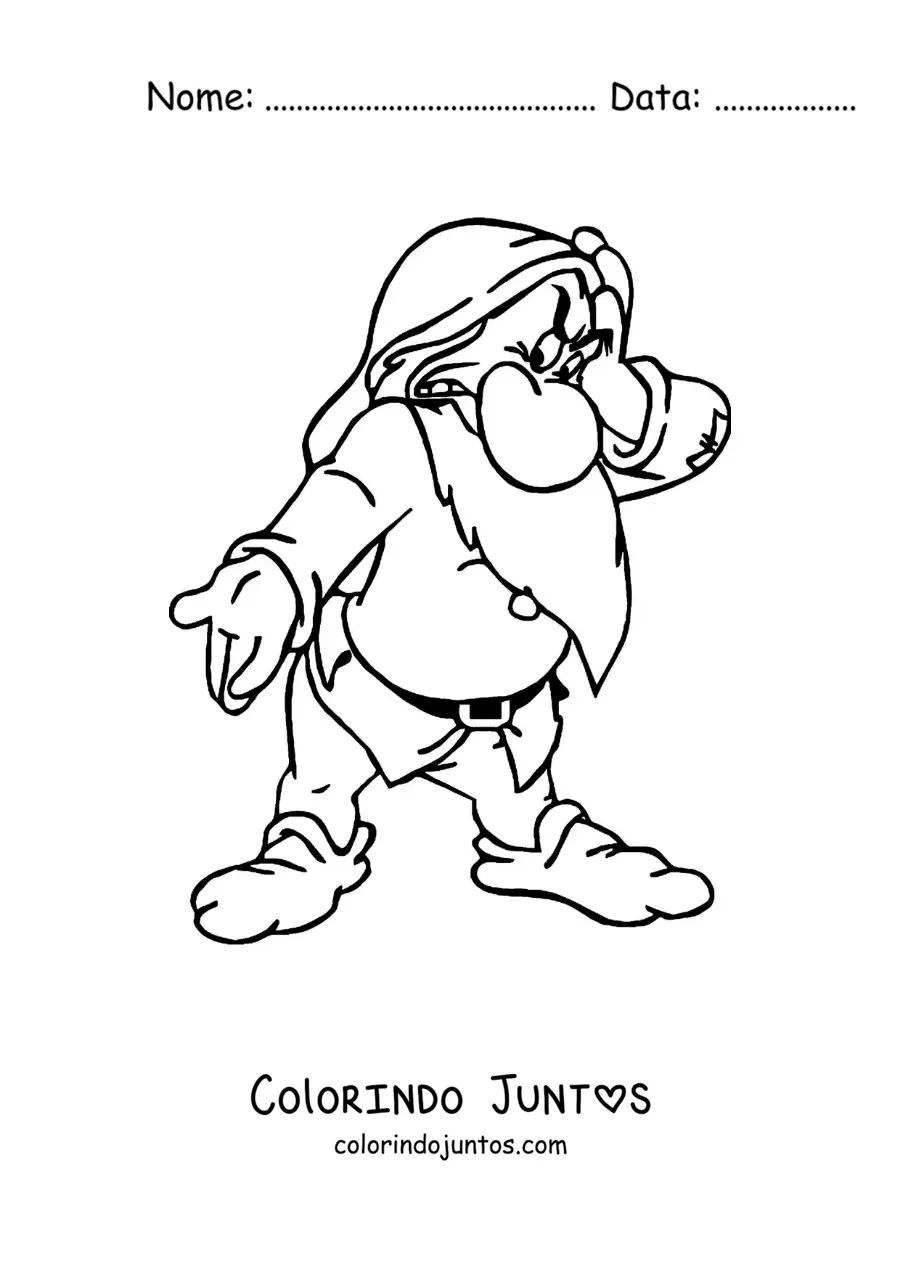 Desenho para colorir do anão Zangado animado