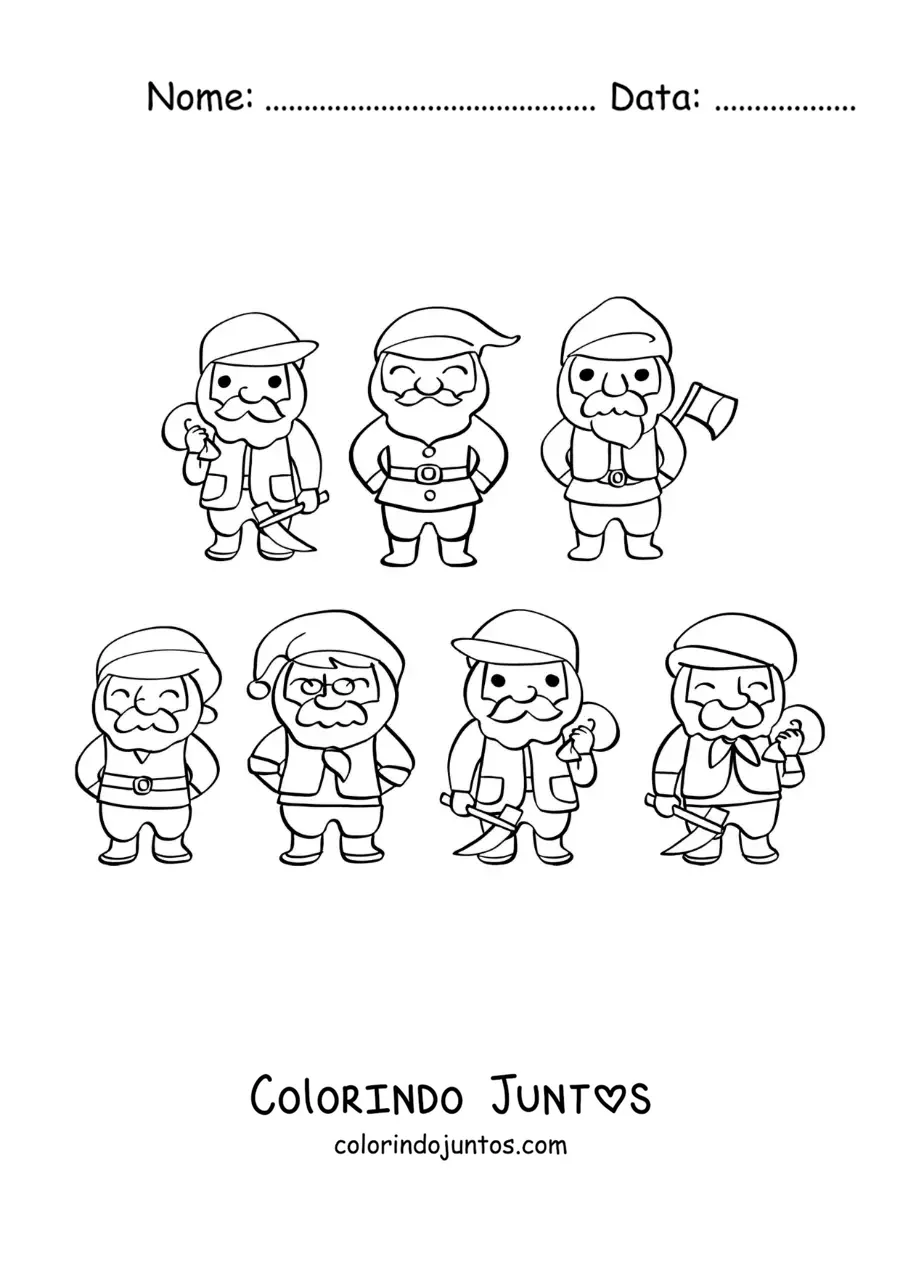 Desenho para colorir de Branca de Neve e os 7 anões
