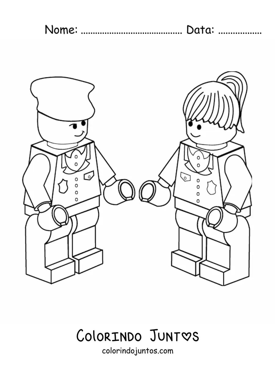 Desenho para colorir de um par de policiais de Lego