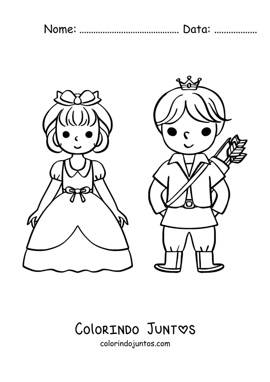 Desenho para colorir de Branca de Neve e o príncipe animados