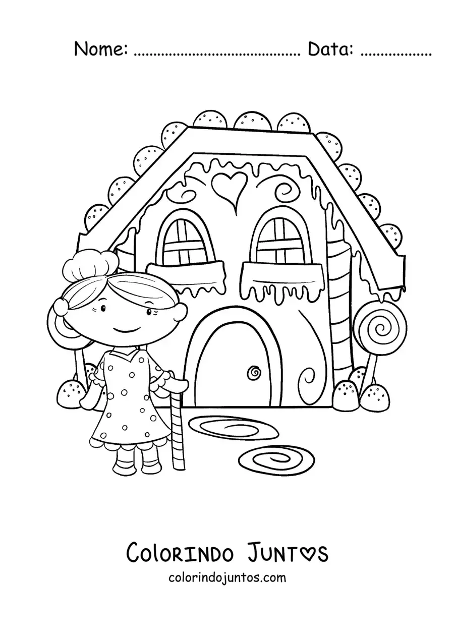 Desenho para colorir da bruxa de João e Maria na sua casa