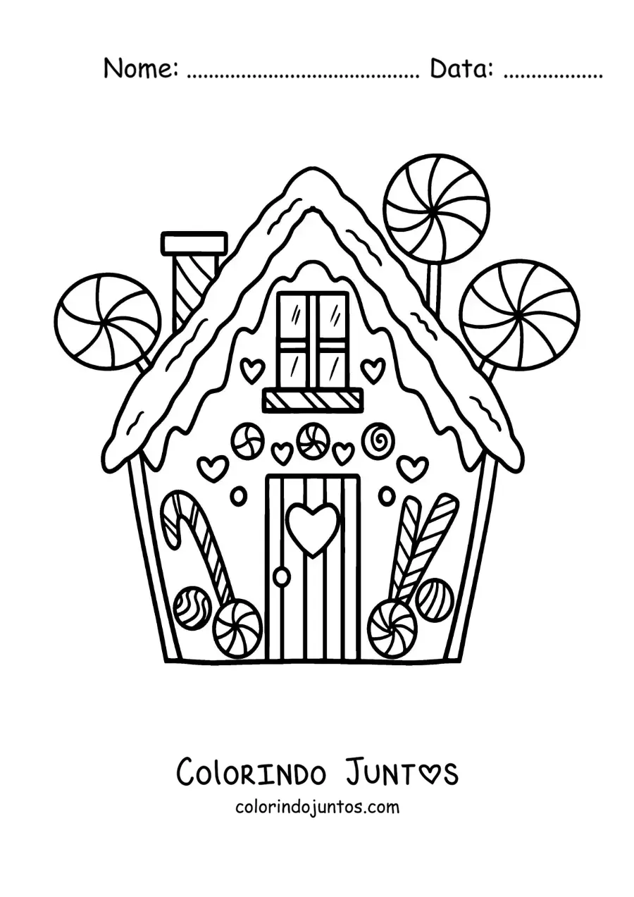 Desenho para colorir da casa grande do conto de João e Maria