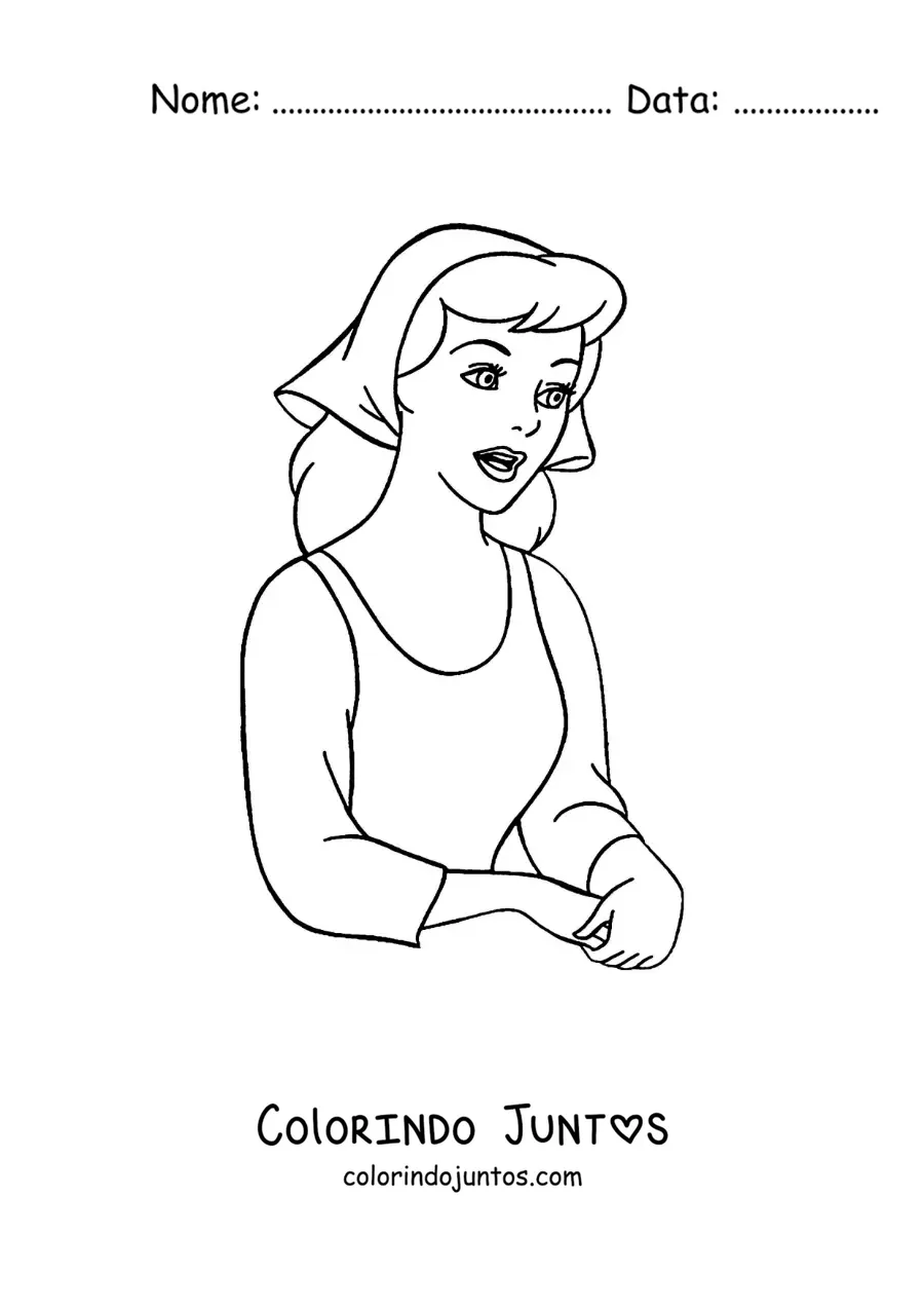 Desenho para colorir de Cinderela animada