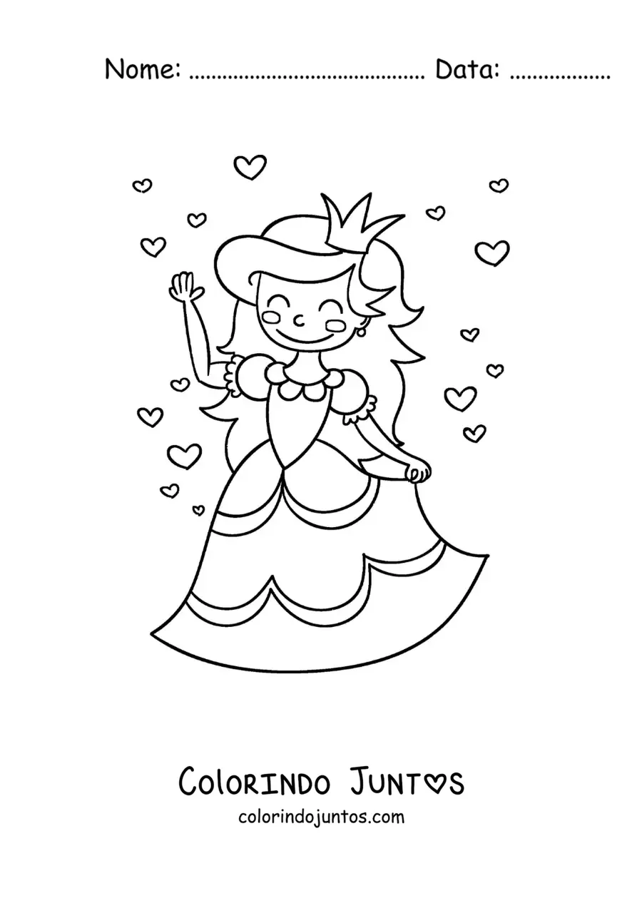 Desenho para colorir de Cinderela em desenho animado com seu vestido