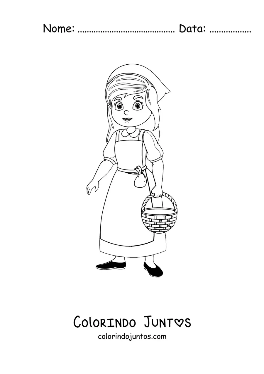 Desenho para colorir de Cinderela fazendo as tarefas