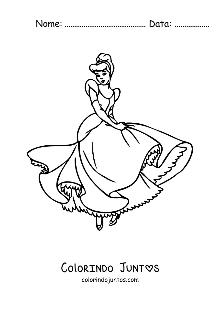 Desenho para colorir de Cinderela dançando