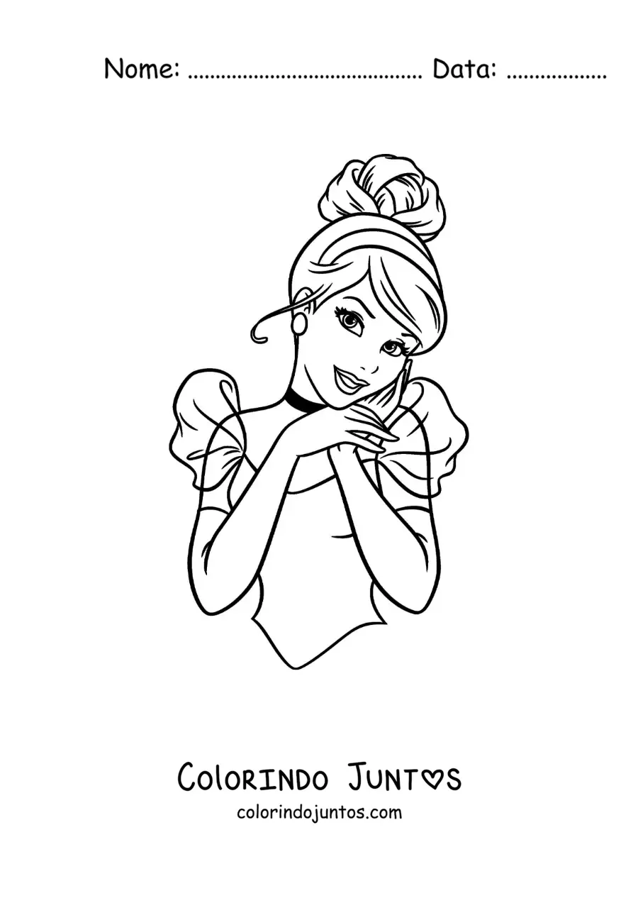 Desenho para colorir de Cinderela fácil