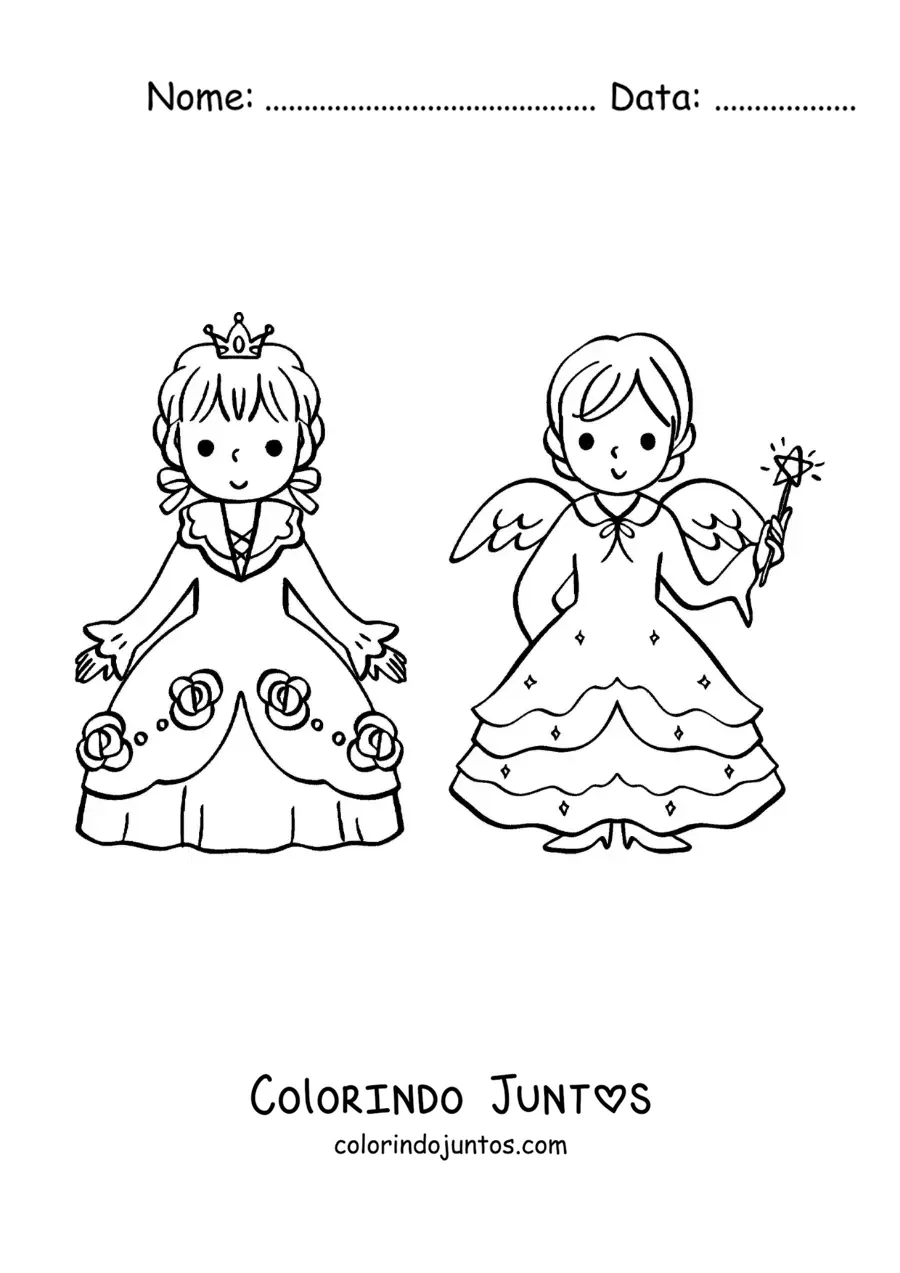 Desenho para colorir de Cinderela e a sua fada madrinha