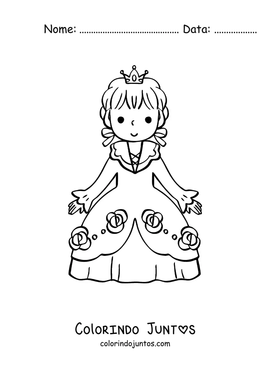 Desenho para colorir de Cinderela kawaii animada