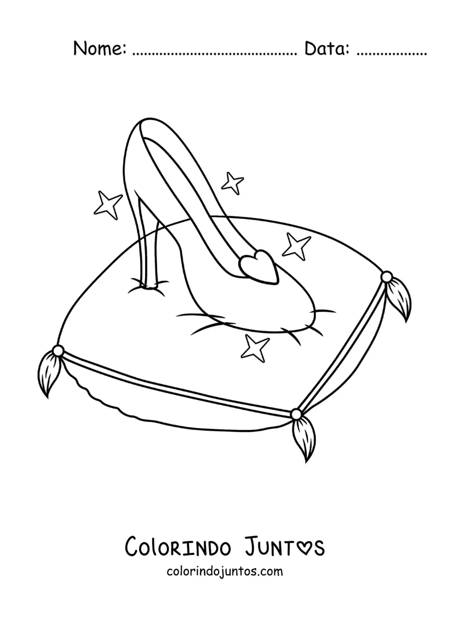 Desenho para colorir do sapatinho de cristal da Cinderela