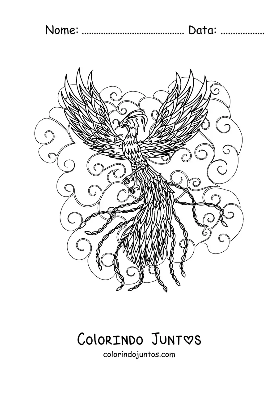 Desenho para colorir de fênix da mitologia grega