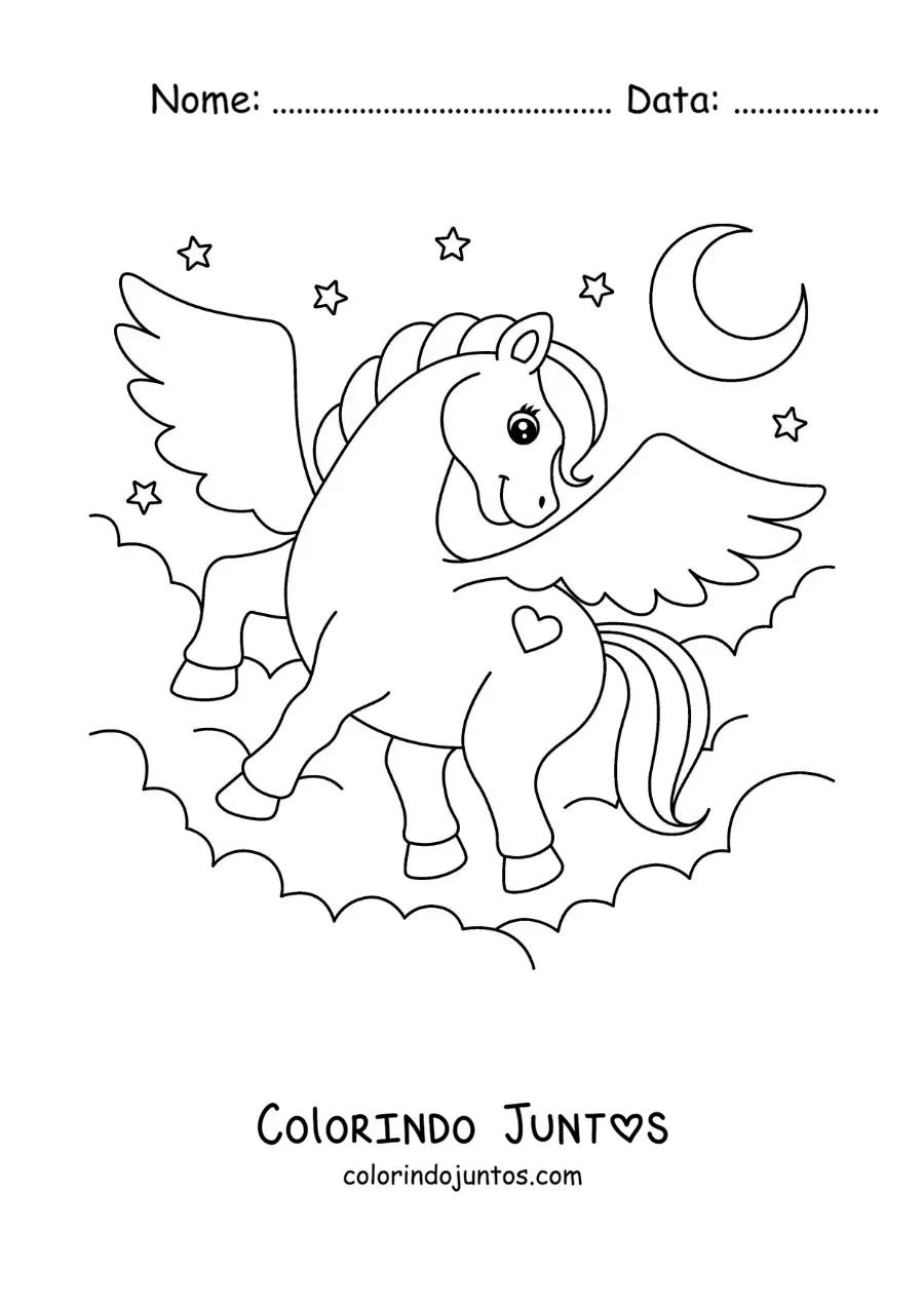 Desenho para colorir de Pégaso mágico voando