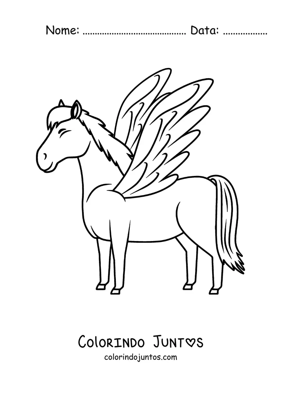 Desenho para colorir de cavalo alado animado