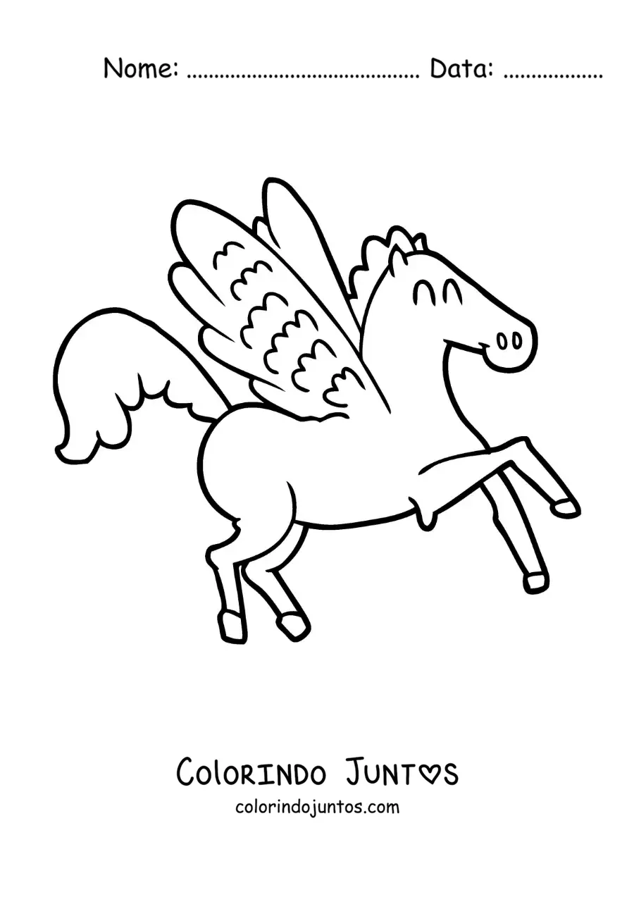 Desenho para colorir de caricatura de Pégaso