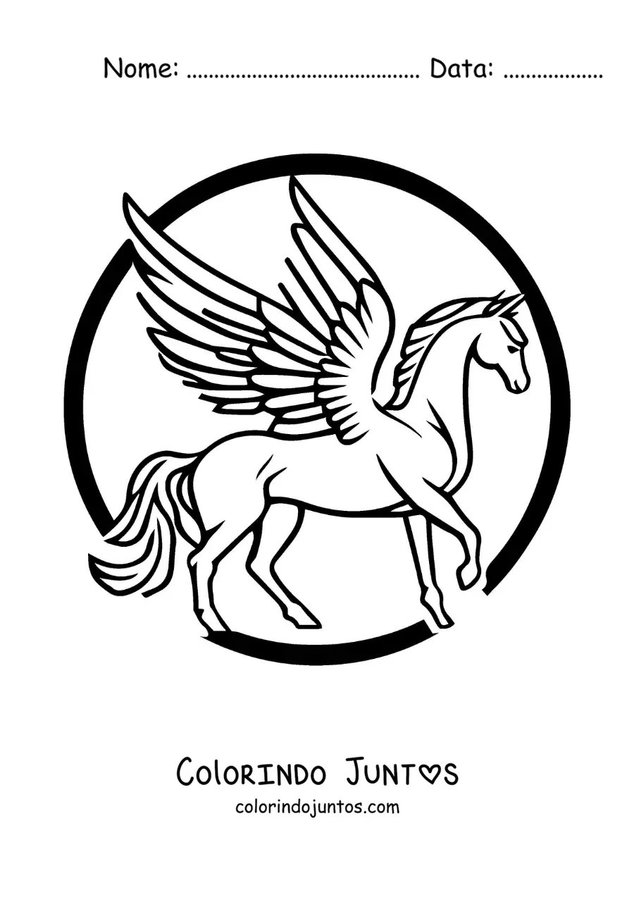 Desenho para colorir de Pégaso alado fácil