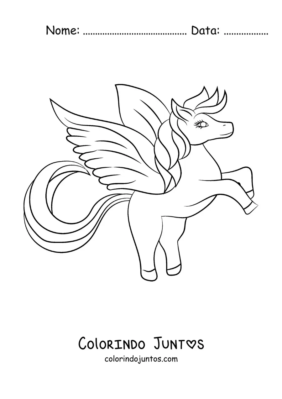 Desenho para colorir de Pégaso da mitologia grega animado kawaii