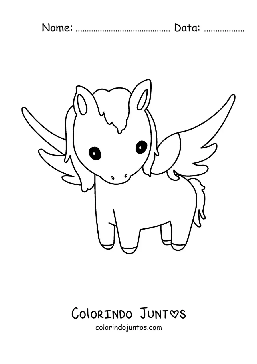 Desenho para colorir de Pégaso alado kawaii