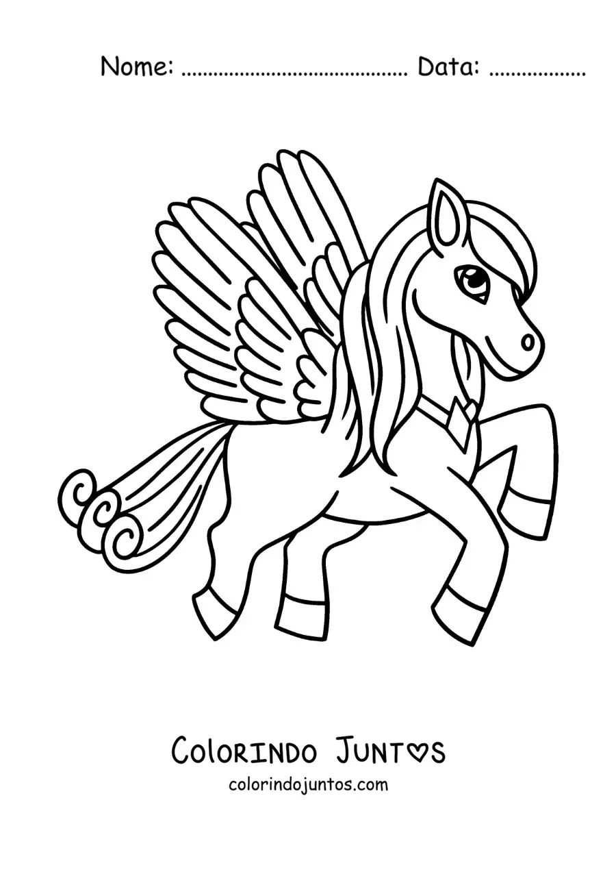 Desenho para colorir de lindo Pégaso animado