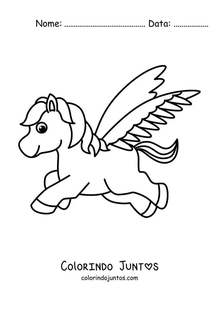Desenho para colorir de Pégaso fácil voando