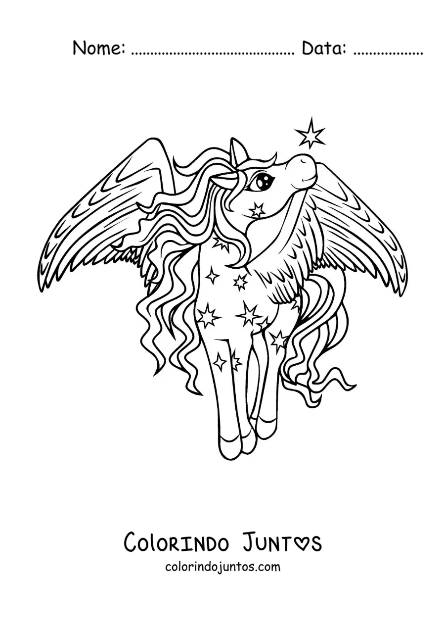 Desenho para colorir de lindo Pégaso mágico animado