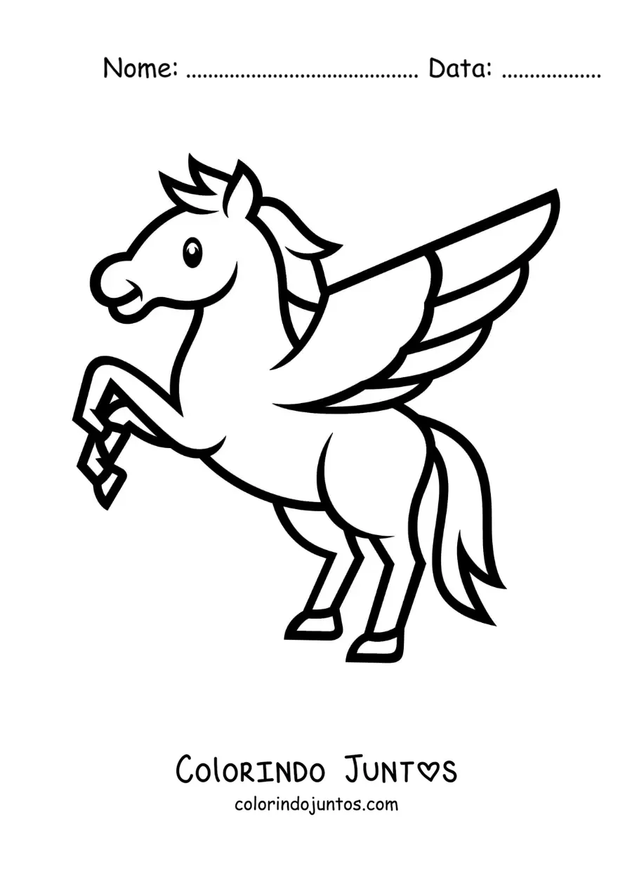 Desenho para colorir de Pégaso o cavalo alado fácil
