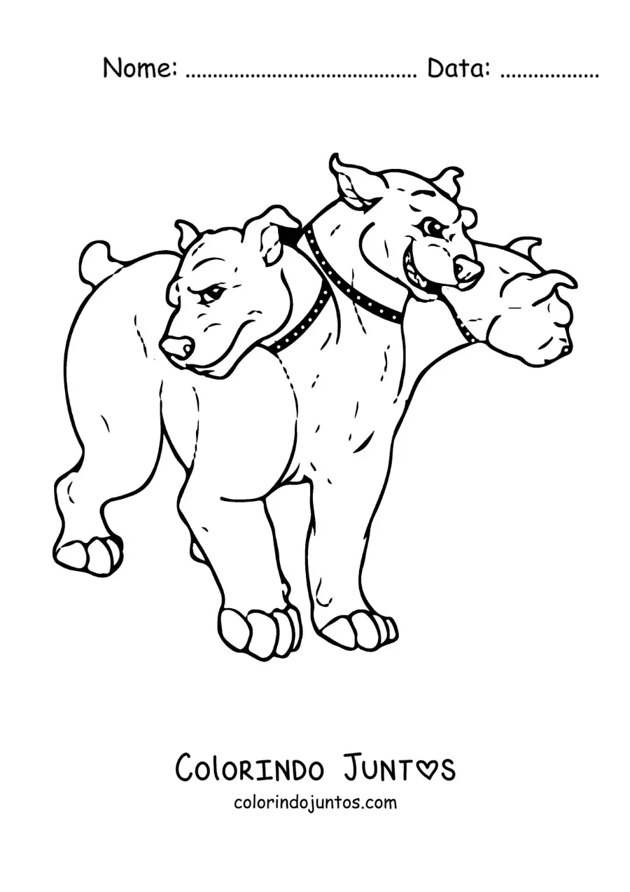 Desenho para colorir de Cérbero de três cabeças animado