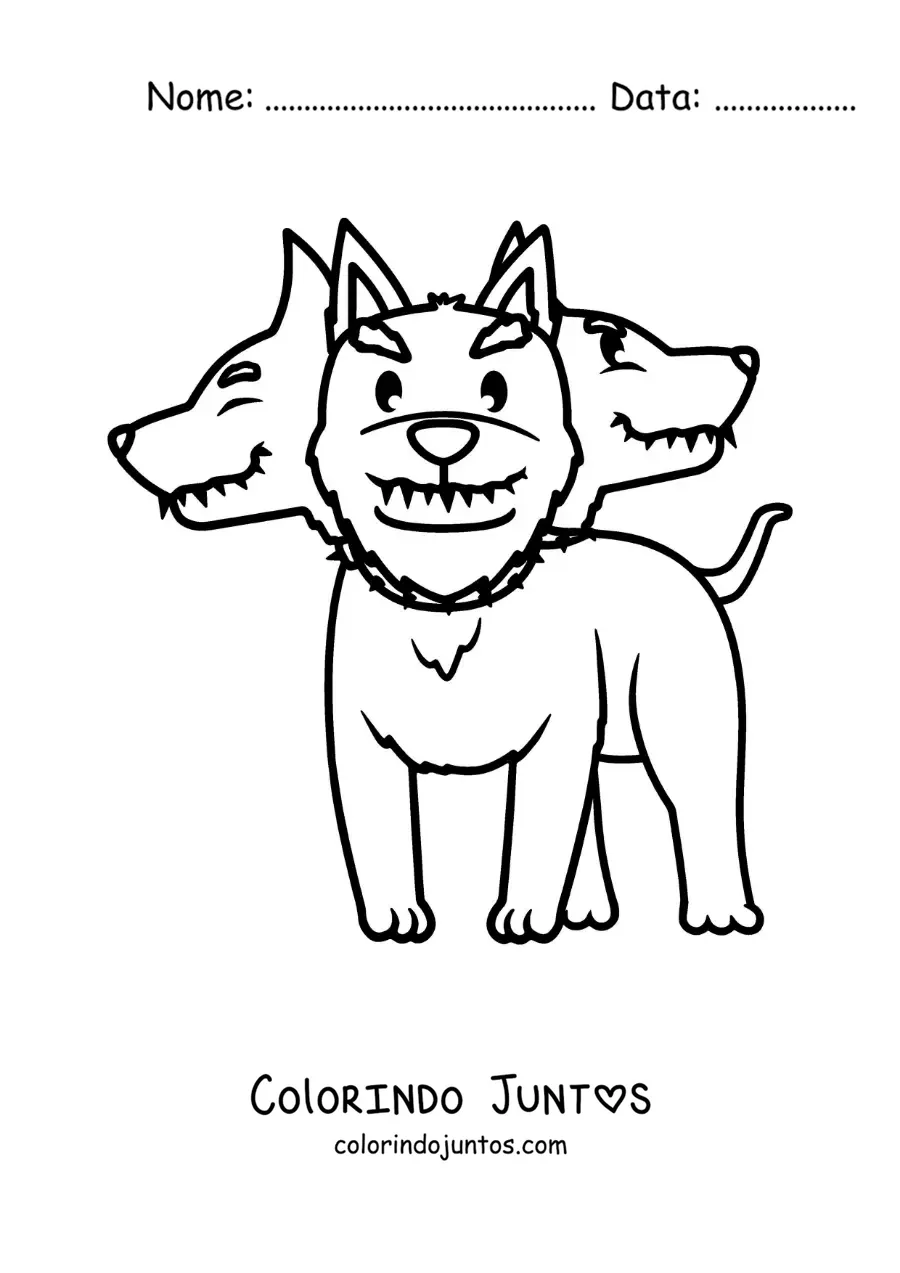 Desenho para colorir de Cérbero animado kawaii