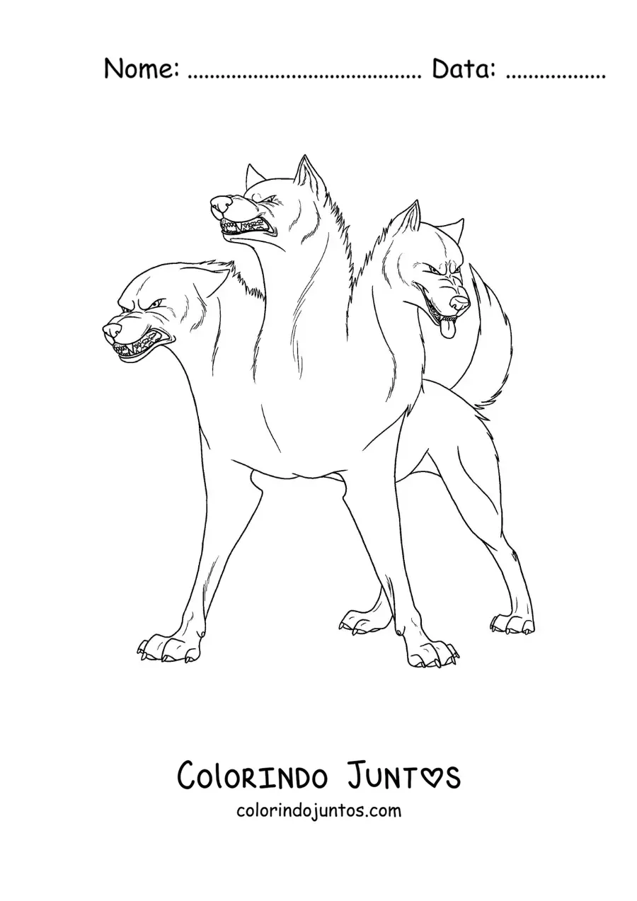 Desenho para colorir de Cérbero guardião do submundo