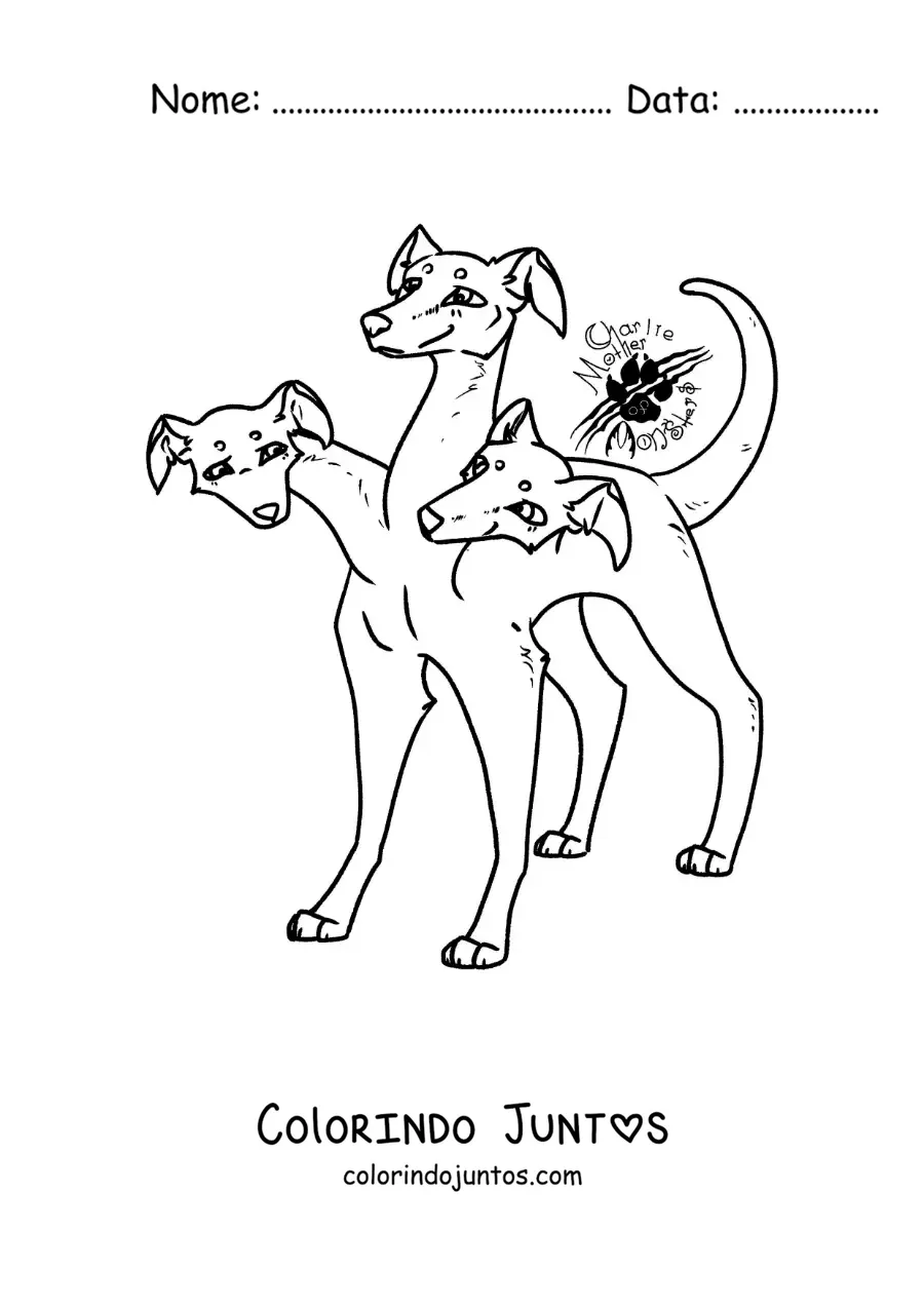 Desenho para colorir de Cérbero da mitologia animado