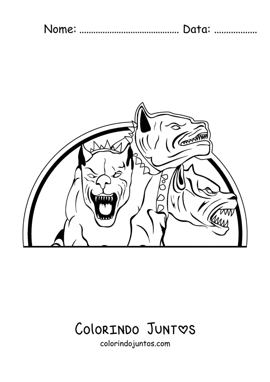 Desenho para colorir de cão Cérbero monstruoso
