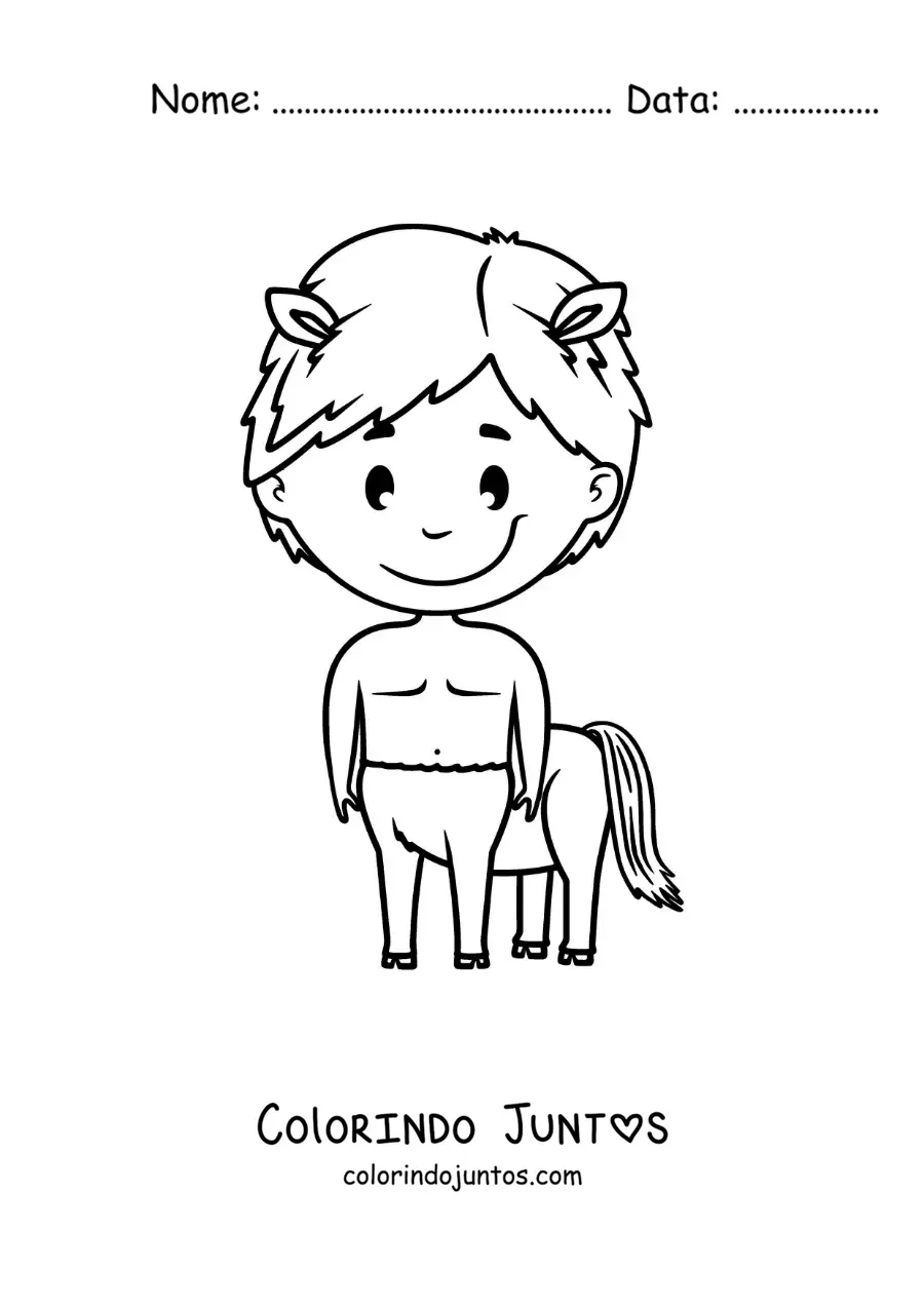 Desenho para colorir de centauro kawaii animado