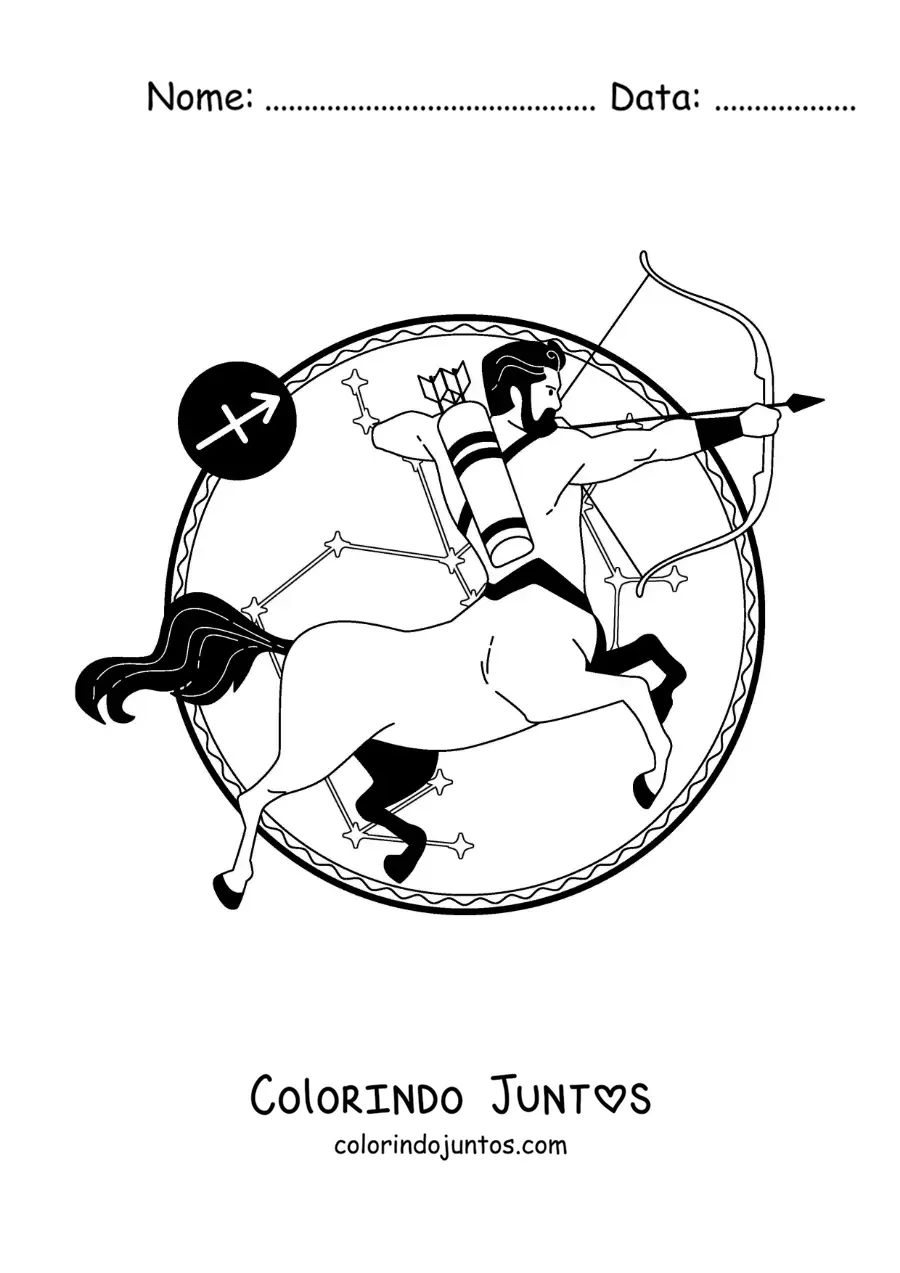 Desenho para colorir do centauro da constelação Centaurus
