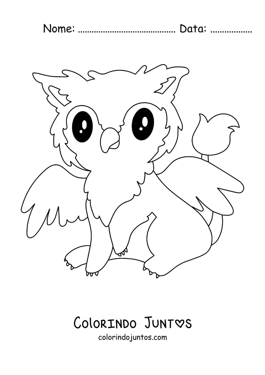 Desenho para colorir de grifo kawaii