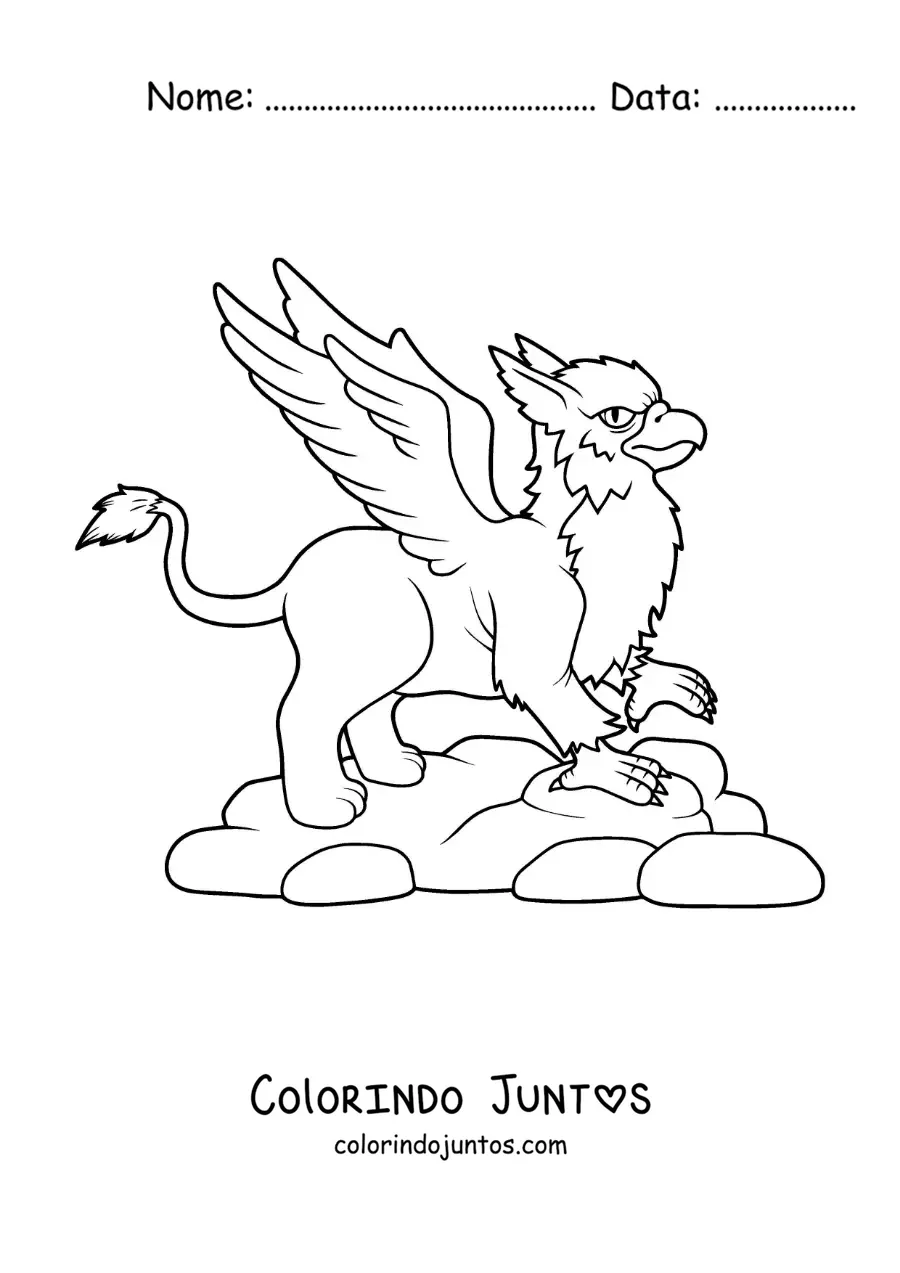 Desenho para colorir de grifo alado animado