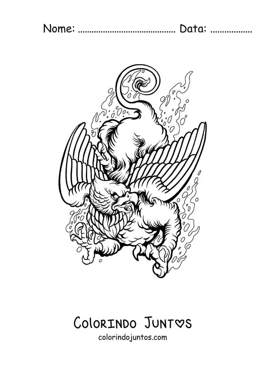 Desenho para colorir de grifo mitológico assustador