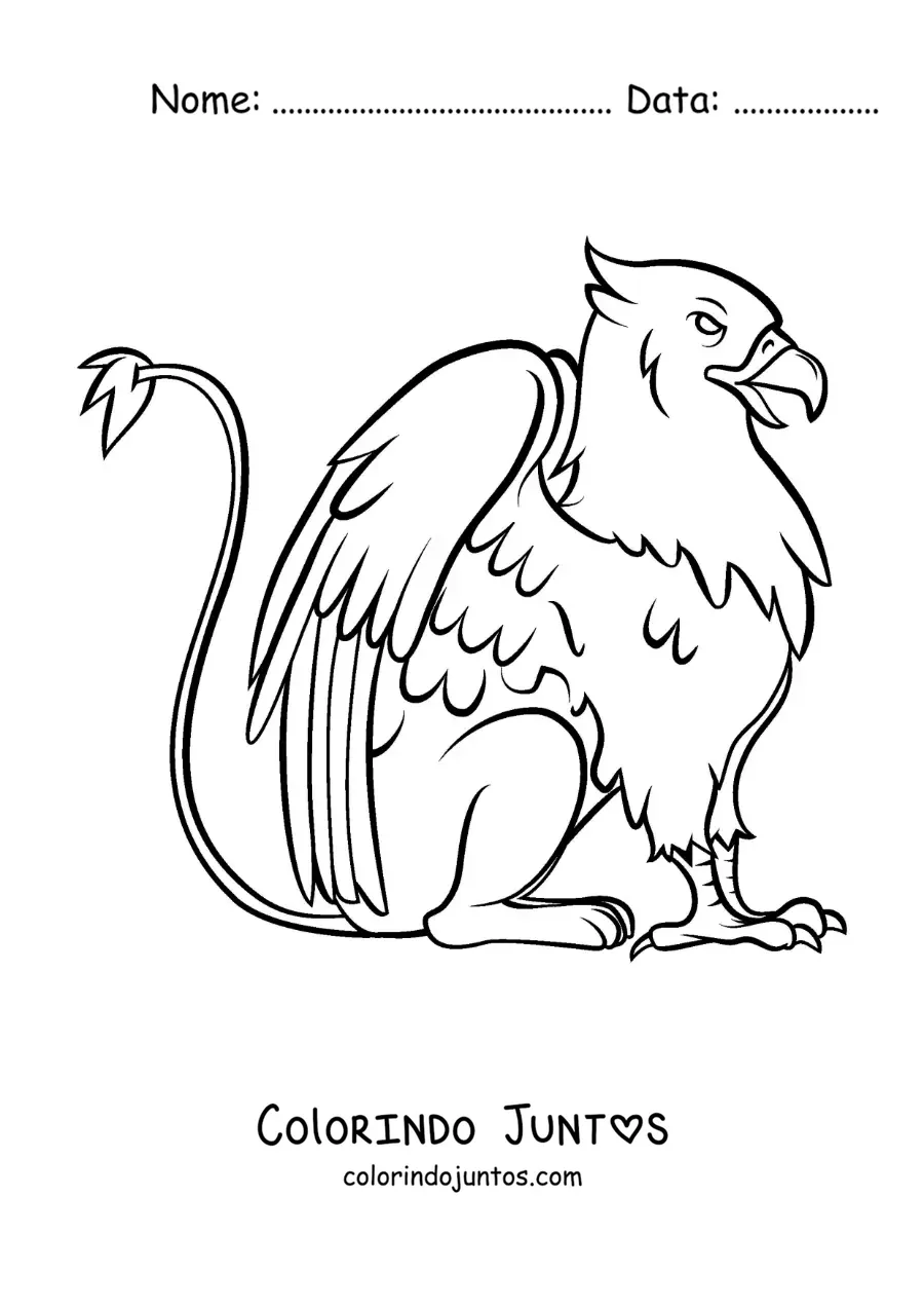 Desenho para colorir de um grifo sentado
