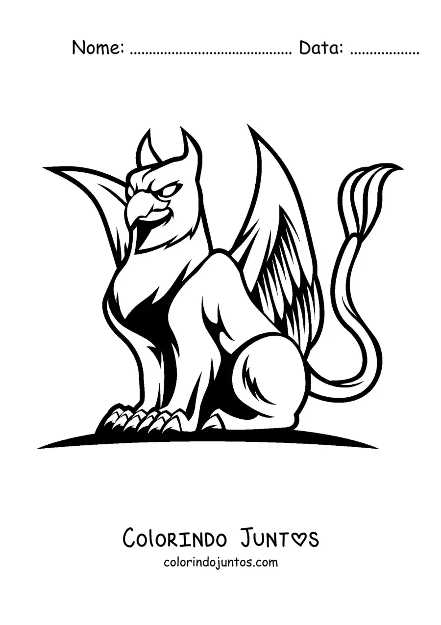 Desenho para colorir de grifo da mitologia grega fácil