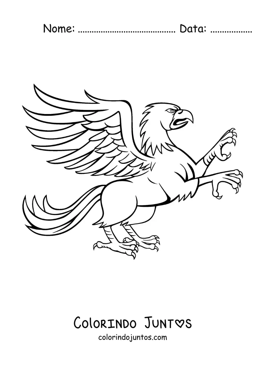 Desenho para colorir de grifo da mitologia grega em duas patas
