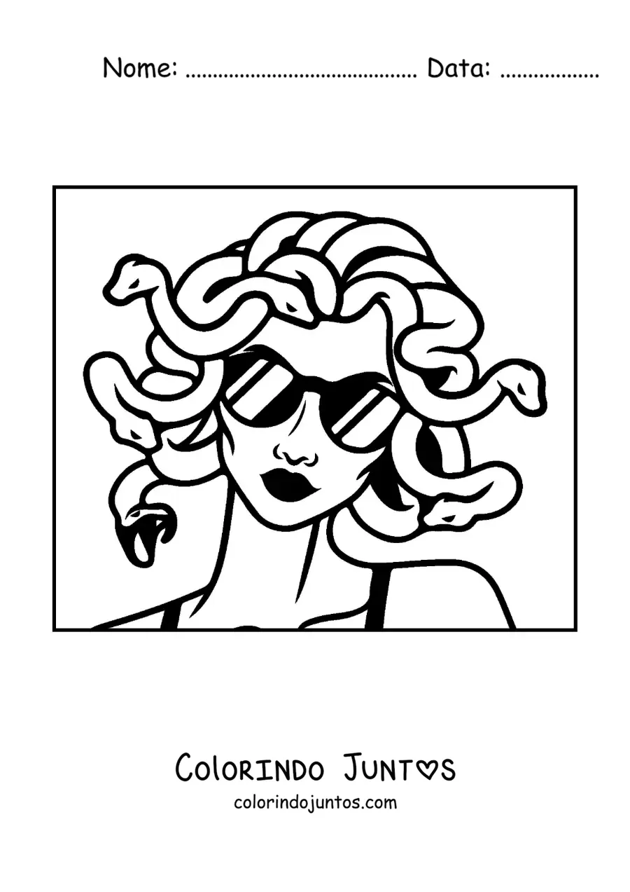 Desenho para colorir de Medusa a deusa com óculos de sol