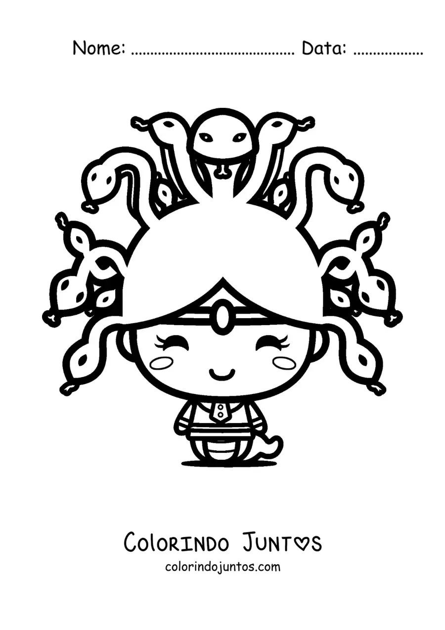Desenho para colorir de Medusa da mitologia kawaii