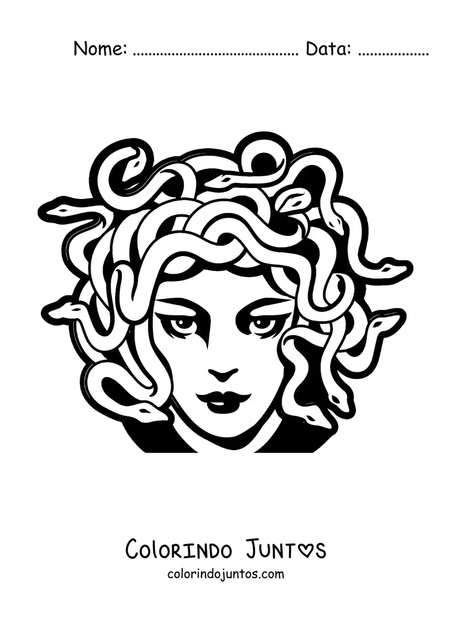 Desenho para colorir da cabeça de Medusa